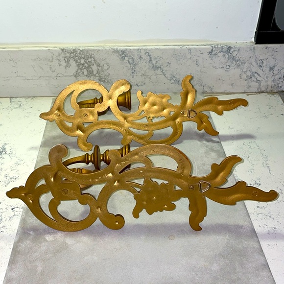 Dart Syroco Pair of 2 Gold Resin Wall Candle Holders Sconces Excellent Condition - Picture 2 of 14